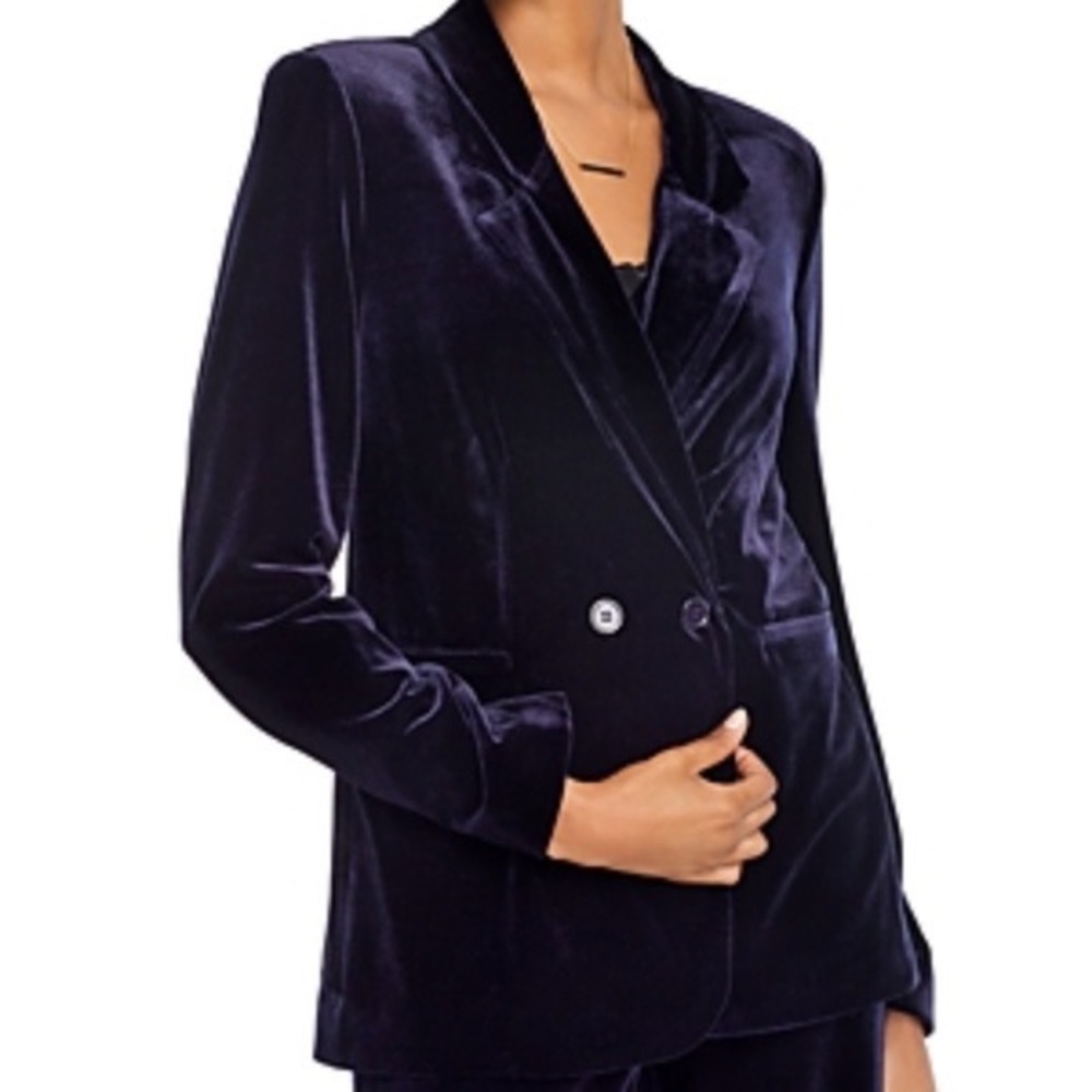 Aqua Velour Blazer in Navy